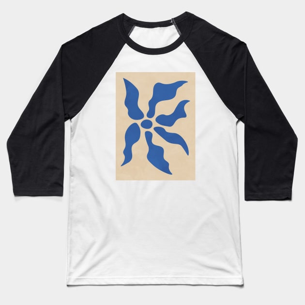 Minimal Contemporary Botanical Floral - Blue Baseball T-Shirt by Colorable